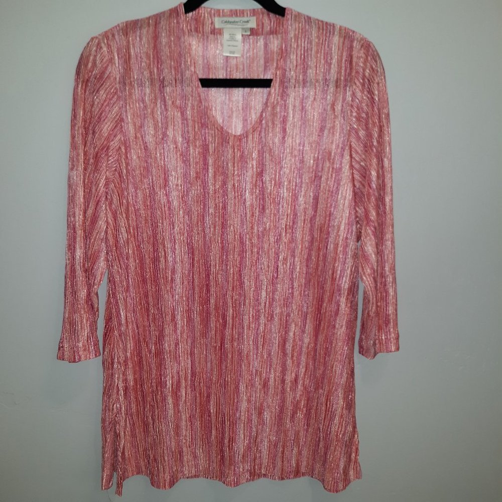 Cold Water Creeek Shiny Pink Colors that shimmer Top in a Large